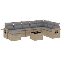 Maison Exclusive - Set Divano da Giardino 9 pz con Cuscini Beige in Polyrattan
