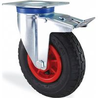 Roue pivotante à frein gonflable 200mm – Charge 75kg – Pour matériel d'atelier – Fixation 105x80mm – Largeur 50mm – HTR