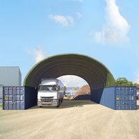 10x12 m Abri monté sur containers, PRIMEtex 2300 anti-feu, vert foncé