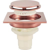 Shower Floor Drain Brass Deodorizer Square Invisible Shower Drain with ABS Deodorant Core, Large Flow (100 × 100 mm), Gold
