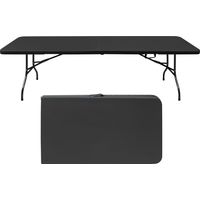 244cm Portable Heavy Duty Folding Table with Handle, Foldable Table, Multi-Functional Fold up Table for Camping Picnic Parties Indoor/Outdoor, Capacity Weight 135KG (Black)