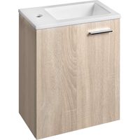 Aqualine Zoja - Handwaschbecken mit Unterschrank, 40x50x22 cm, 1 Tür, Scharniere L/R, Eiche platin 51049DP-01
