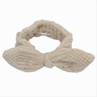 Cleafe - Fascia Per Capelli Doccia Shampoo Trucco Spugna Con Fiocco Annodato Beige 79615 -