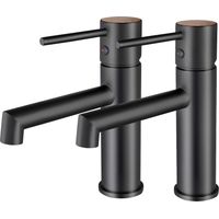 Pack 2 Rubinetto per Bagno Monocomando K2O Lusso Zen 16,5x5x18,5 cm Nero Opaco, Aeratore Meccanismo a Cartuccia Ceramica