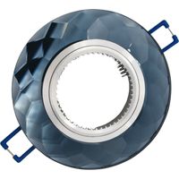 Portafaretto Tondo in Vetro Nero fumé diamante fisso da incasso cartongesso per lampadine GU10