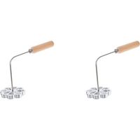2X Rosette Timbale Fer Ensemble Bunuelera avec Poignée Traditionnel Mexicain Bunuelo Pâtissier Cutter pour Gadget de Cuisine Fleur