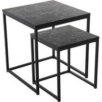 Table gigogne effet marbre pour un salon chic et moderne - Noir marbré