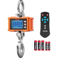 VEVOR Balance a Grue Numerique 2000 kg Balance Suspendue Industrielle Precision 500 g Peson Electronique pour Entrepots Exploitations Agricoles, Ecran LCD, 3 Unites, Boitier Alu Moule, Telecommande