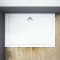 AICA 1100x900mm Slimline Rectangle Shower Enclosure Stone Tray Free Waste