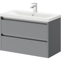 City Gloss Grey 800mm Wall Mounted 2 Drawer Vanity Unit and Basin with 1 Tap Hole
