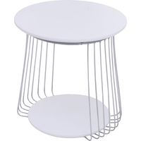 MCA Tavolino salotto HHG-398, tavolo d'appoggio da caffè, tavolino elegante, metallo MDF rotondo Ø 50 cm, bianco