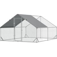 Pollaio da giardino 3x4x2 m telaio zincato copertura impermeabile rete esagonale argento