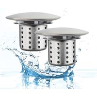 Lot de 2 filtres de vidange en acier inoxydable pour évier de salle de bain