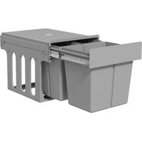 Cubo de Basura Extraíble bajo Fregadero con 3 Contenedores Capacidad Total 31L (15L+8Lx2) Fijación Inferior Gris Claro