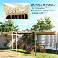 Pergola autoportante 3x3 m, pavillon de jardin à toit métallique réglable, fixation magnétique, protection UV 30+, pour terrasse et extérieur, couleur kaki