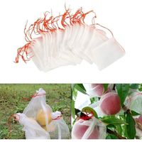 Lot de 50 sacs en filet anti-insectes 25 x 15 cm – Protection en nylon perméable à la lumière – Cordon de serrage pour fruits et plantes - 50pcs