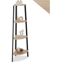 Étagère d’angle style industriel 34x34x125 cm bois clair