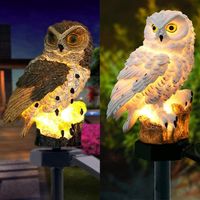 Solar Garden Light LED Owl Shape Outdoor Lawn Lamp Waterproof Solar LED Lights Outdoor Lighting Night Light (Brown)