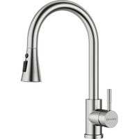 BLYLUND Kitchen Taps Mixer with Pull Out Sprayer, Swivel Single Handle High Arch Pull Down Sink Faucet Stainless Steel Kitchen Mixer Taps for Sinks, Brushed Nickel