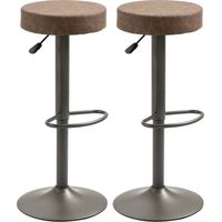Set 2 sgabelli bar girevoli altezza regolabile poggiapiedi, 35x36x64-85cm, marron