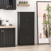 Buffet de cuisine armoire de cuisine contemporaine multi-rangements 2 placards 3 étagères MDF panneaux particules noir - Modèle