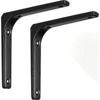 ALLIANDIS2PCS Équerre Étagère, Équerre Murale Charge Lourde, Équerre Étagère Murale en forme de L, 150x125mm, Équerre de Fixation pour Étagère, Support Etagere Murale Noir avec Vis..