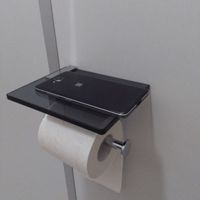 Optima Cube Way, portarotolo carta igienica cromato con ripiano in vetro temperato nero (HolderOptima)