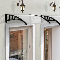 Auvent extérieur pour porte et fenêtre 75x100 cm contre soleil et pluie avec support en alliage d'aluminium transparent