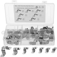 Pipe Strap Clamps, 80 Pcs U Shape Tube Strap Clamp Assortment Kit M5/8/10/12/14/16/25, 304 Stainless Steel Pipe Clamp, U Brackets Clips for Water, Oil, Gas Pipe Fixing