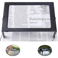 Loupe LED rectangulaire mains libres, grossissement 3x, 4 lampes LED, pieds dépliants, A4, pour malvoyants