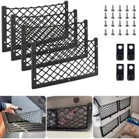 Lot de 4 Filets à Bagages 36 x 18 cm avec Crochet pour Coffre de Voiture, Camping-Car, Filet de Rangement pour Caravane, Camion, camionnette, Van