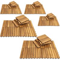 TolleTour Dalle en bois Acacia 30 x 30 Dalles à clipser Balcon Dalles de terrasse Dalles de terrasse en bois Système à clipser Extérieur,résistant aux intempéries,antidérapant 110x