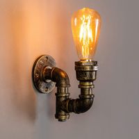 Kosilum – Applique murale industrielle en métal cuivré – Forme tuyau – Pour ampoule filament – Hauteur 25cm – Longueur 15cm – Éclairage vintage