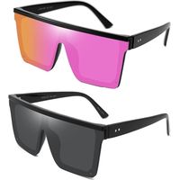 Lunettes de soleil carrées plates pour femmes et hommes, grandes lunettes de soleil tendance oversize sans monture, grandes lunettes de soleil miroir