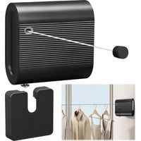 Retractable Clothes Line, 4.2 m Heavy Duty Laundry Line for Outdoor Stainless Steel Clothes Line Wall Mounted Indoor for Balcony Bathroom (Black)