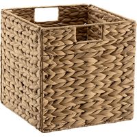 Wiltec Cesta de almacenaje cuadrada 26 cm caja de almacenaje tejida en fibra de jacinto de agua canasta decorativa para baño y salón, canasto de almacenamiento en estantería