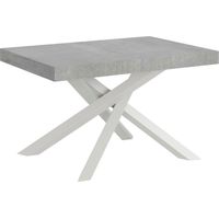 Tavolo Allungabile 120-224x90x77 cm Volantis Cemento Telaio Bianco