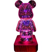 Lampe de nuit ours feu d'artifice 3D à effet lumineux changeant pour salon chambre