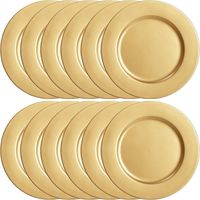 12 Pièces Assiettes de Présentation en Or Réutilisables, 33cm Assiettes de Présentation en Plastique Grandes Assiettes de Service Rondes pour Noël Mariage Fête Tableau Décoration