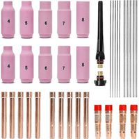 Tig Welding Accessories Set, Adapter Sleeves+ Housing+ Ceramic Nozzles+ Tungsten Electrodes For -26