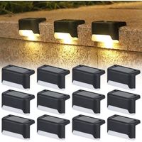 Lampe Solaire Extérieur, 12PCS Lampes Solaires d'extérieur pour Escalier, Lampe Exterieur Solaire, Imperméables Jardin Clôture Lampes Solaires, pour Terrasse, Jardin, Marches Et Escaliers