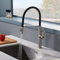 SUMERAIN Mitigeur de Cuisine en Nickel Brossé avec Bec Pivotant, Mitigeur de Cuisine à une Poignée Extensible Sans Plomb