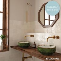 Carrelage mural effet zellige 13,2x13,2cm Wheat – Grès cérame brillant – Boîte de 1m2 (57 pièces) – Pour salles de bain et cuisines – Equipe