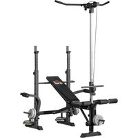 Banc de musculation complet multifonction avec dossier réglable, banc developper coucher à plat ou incliné 180x134x200cm