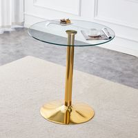 Table de bar ronde minimaliste et moderne en verre trempé (diamètre 89 cm, hauteur 92 cm) – idéale pour une ambiance légèrement luxueuse