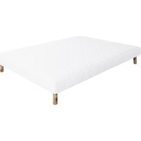 Sommier à lattes avec pieds ALICA, tapissier en bois massif coloris blanc - largeur 160 x longueur 200 cm