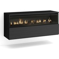 Skraut Home - Chimenea eléctrica LED, Sin Calor, 102x45x35cm, 1 Hueco, 1 Puerta, Chimenea eléctrica, Colgado, Suspendido, Estilo Moderno, Negro