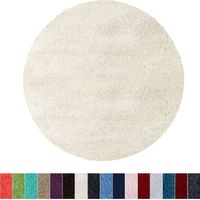 SKY – Tapis de bain rond 95 cm – Polyester microfibre ivoire crème – Antidérapant latex – Poils denses 26 mm pour confort optimal
