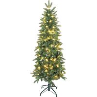 Árbol de Navidad artificial de 150 cm, árbol de Navidad delgado con 150 luces, 8 modos de iluminación, 431 ramas articuladas, verde.