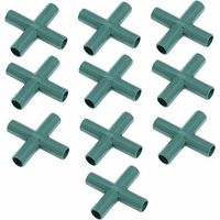 Conectores de marco de plástico, conectores de tubo en ángulo recto, conectores para construcción de invernaderos, 16 mm, 4 vías, cruz, 10 unidades